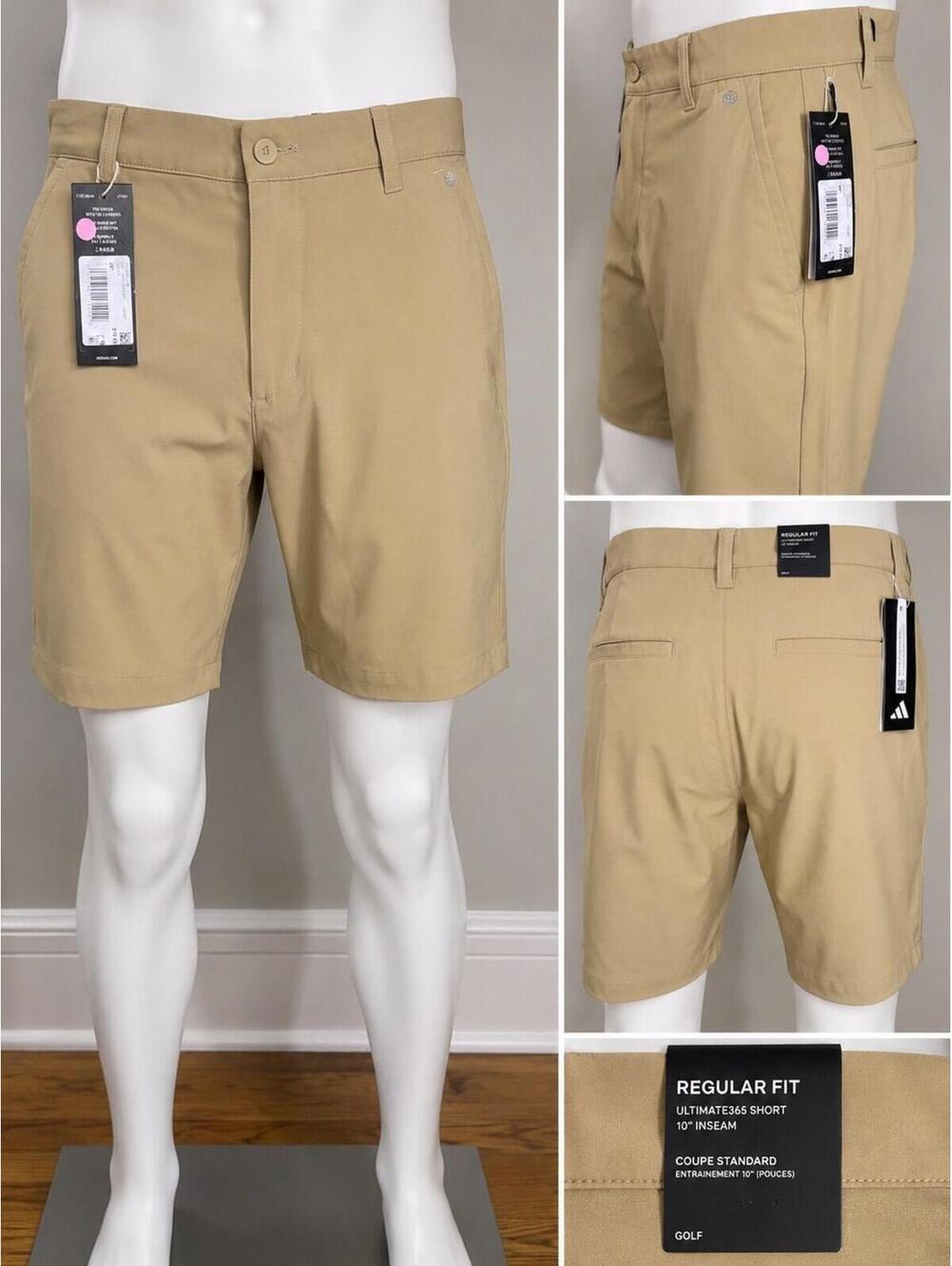 Adidas Ultimate365 Golf Shorts Mens 28 Khaki Beige 10” Inseam Regular Fit NWT